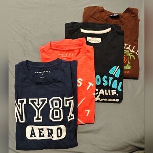 Lot of 4 Aeropostale Men’s T-Shirts Black / Navy / Brown / Orange Size M